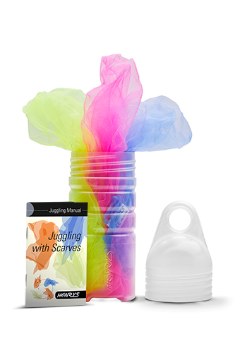 Jongliertücher 65xm x 65cm Set Neon (pink-gelb-blau),
inkl. Anleitung mit 64 Seiten und Verpackung
