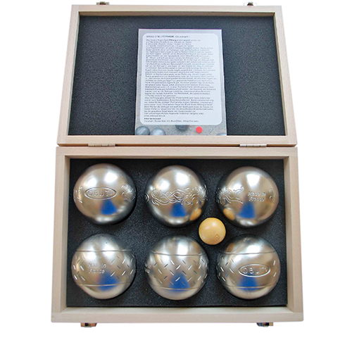 Obut - Holzkoffer mit 2x3er-Satz Freizeitkugeln INOX
Tatou/Chevron